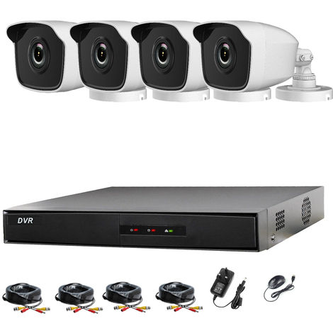 HIKVISION HIWATCH 4CH DVR CCTV KIT & 4X 2.0MP HIKVISION HIWATCH 1080P FULL HD WHITE CAMERAS EASY P2P REMOTE VIEW EMAIL ALERT + NO HDD PRE-INSALLED