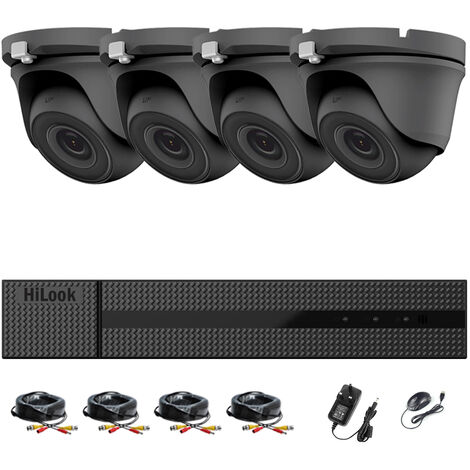 HIKVISION HILOOK 4CH CCTV KIT DVR 1080P & 4X 2.0MP FULL HD 1080P GREY DOME CCTV CAMERAS IR 20M NIGHT VISION REMOTE VIEW EASY P2P SECURITY CAMERA SYSTEM (NO HDD PRE-INSTALLED)