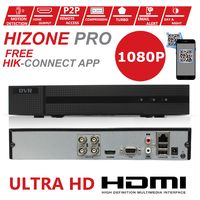 Hizone Pro Home CCTV Cameras System 4 Channel 1080P Surveillance DVR Kit and 2 x 2MP 3.6mm Outdoor Gray Bullet CCTV Cameras 1080P HD smart Security Camera system Motion Detection Email Alert Remote View Free HIK-CONNECT APP (NO HDD Pre-Installed)