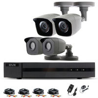 Hizone Pro Home CCTV Cameras System 4 Channel 1080P Surveillance DVR Kit and 4 x 2MP 3.6mm Outdoor Gray Bullet CCTV Cameras 1080P HD smart Security Camera system Motion Detection Email Alert Remote View Free HIK-CONNECT APP (NO HDD Pre-Installed)