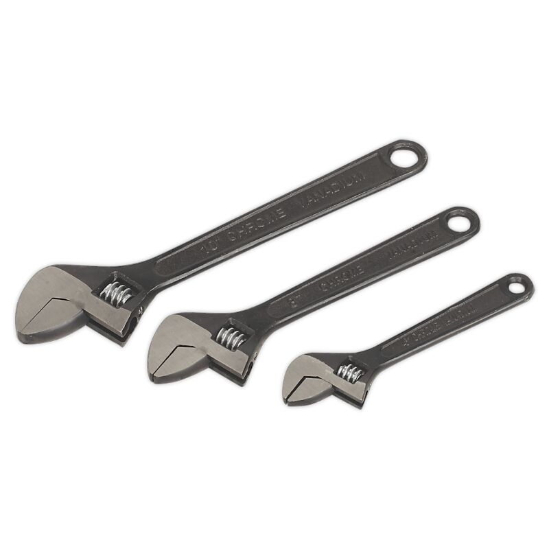 Sealey Adjustable Wrench Set 3 Piece Rust Resistant