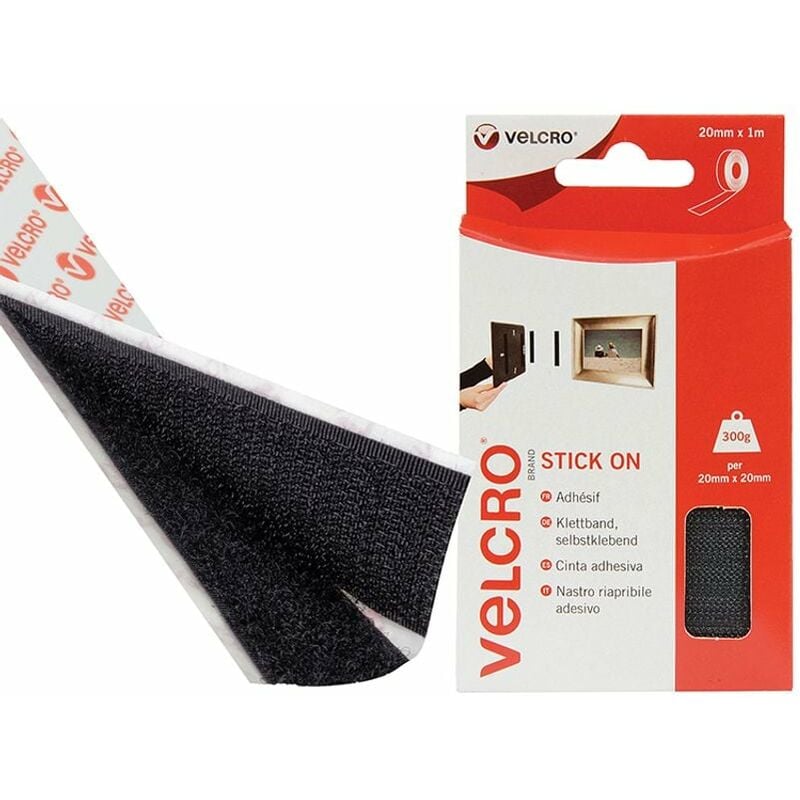 VELCRO Brand Heavy Duty Stick On Black Tape 50mm x 1m, Hook and Loop Tape  Self Adhesive Strips Fastener Roll & VELCRO Brand 2pk Heavy Duty White  Stick