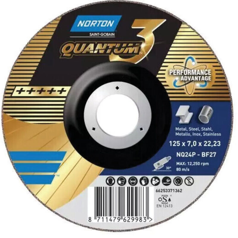 Norton Quantum Quantum 3 Grinding Disc 125 X 7.0 X 22MM NQ24PBF27