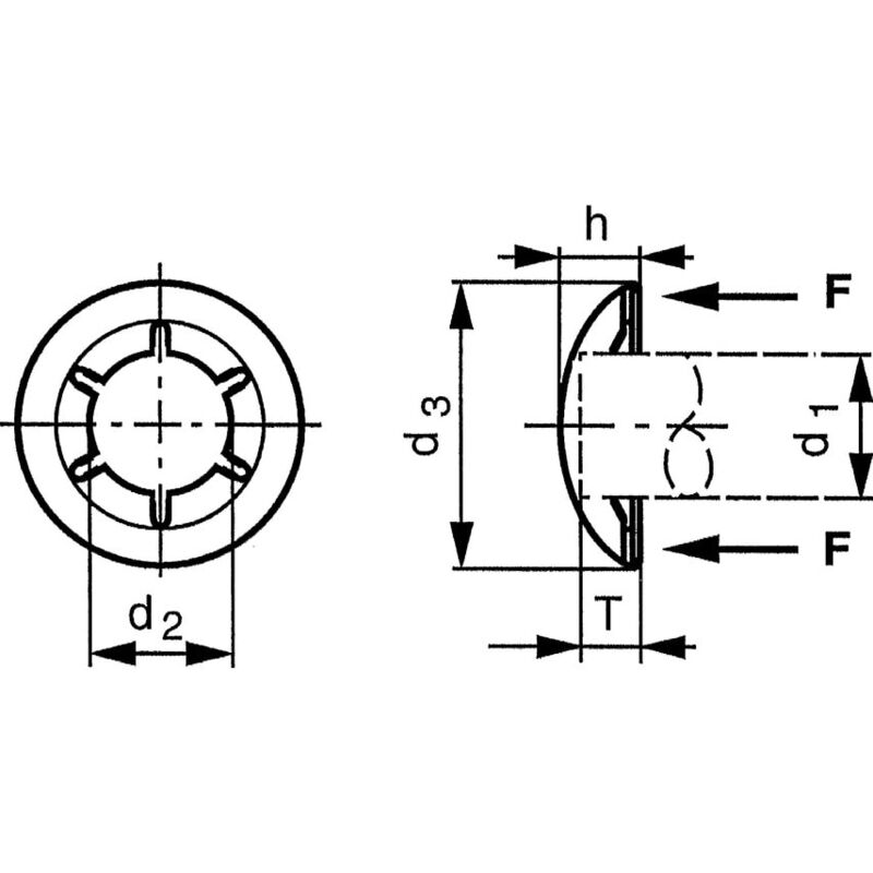 Qualfast 6MM Push On Shaft Fixing Washer (With Cap) - St/Steel 
