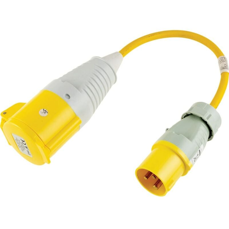Connexion 0.5M 16A Plug to 32A Socket 110V Fly Lead