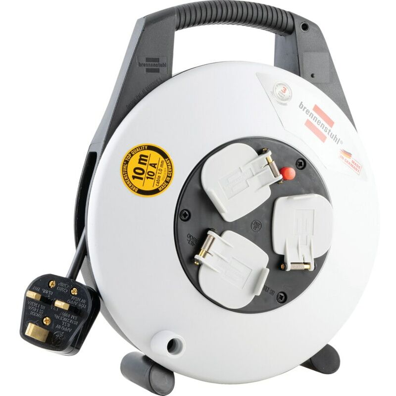 Brennenstuhl 10m Light Duty Cable Reel 10AMP 3 Outlets