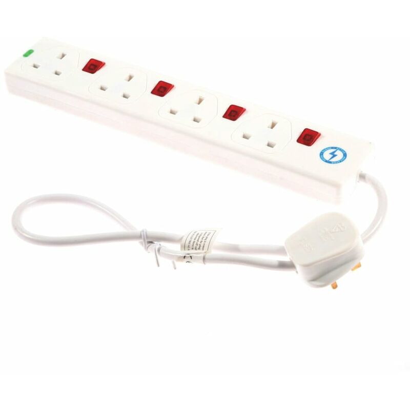 Surge Protected 8 Way Individually Neon Switched Extension Lead 2M