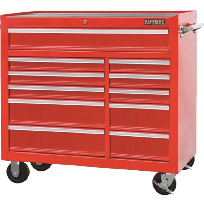 Kennedy 11-Drawer Extra Large Tool Roller Cabinet with Four Castor Wheels  and Si
