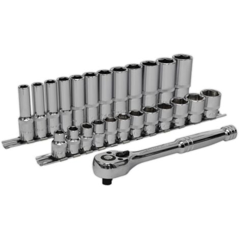 Sealey Ratchet Wrench & Socket Rail Set25 Piece 3/8" Square Drive