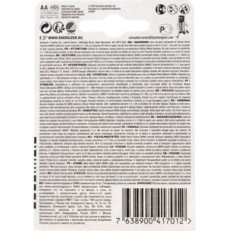 Energizer Rechargeable AA 2000 mAh Batteries, Pack of 4