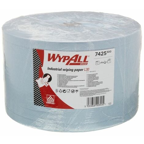 Wypall 7425 Industrial Wiping Paper L30 Jumbo Roll, 3 ply, Blue (1 roll x 750 sh