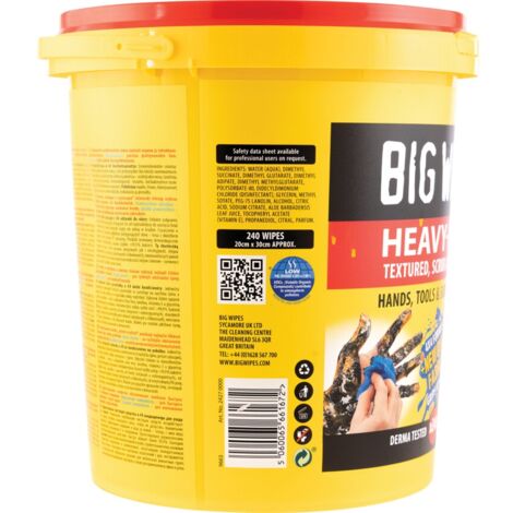 Big Wipes Heavy Duty Wipes Antibacterial Large Bucket of 240 Wipes