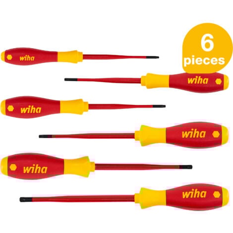 Wiha screwdriver set SoftFinish slimFix (41245), 6 pcs., screwdriver set VDE electrician, insulated 1000v, Torx with hole