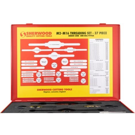 Sherwood M2-M16 37-Pce HSS Threading Set in Case