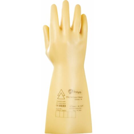 Class 0 Rubber Insulating Glove with Straight Cuff - 11 Yellow / 11