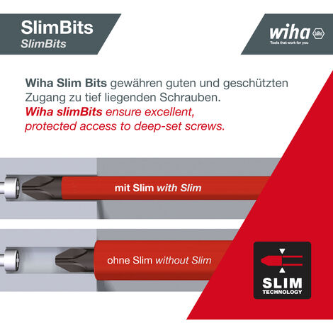 Wiha screwdriver set LiftUp electric 6 pcs. with stowable bit set (38611) I screwdriver set with bit magazine of slimBits for electricians, bit holder, slotted / Phillips / PlusMinus
