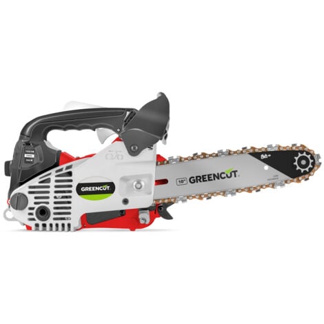Tronconneuse moteur à essence 2 temps 24cc 1,4cv, épée de 10 pouces, nombre de dents 40, guidon ergonomique, harnais d'épaule - Greencut GS245X-10