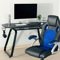 MC Haus Chaise de bureau ergonomique chaise gaming salon design sportif tissu 3D bleu 