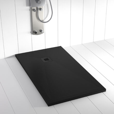 Plato de ducha de resina Ples Negro ANTIDESLIZANTE(Rejilla a color) - 70x110 cm - Válvula+Rejilla GRATIS