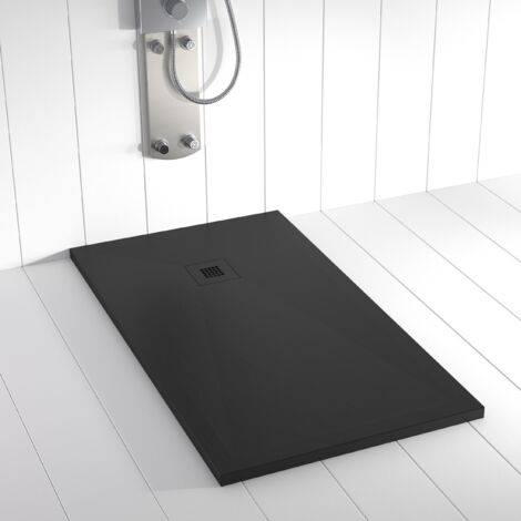 Plato de ducha de resina Ples Negro ANTIDESLIZANTE(Rejilla a color) - 90x130 cm - Válvula+Rejilla GRATIS