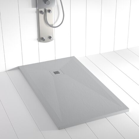 Plato de ducha de resina Ples Gris ANTIDESLIZANTE (Rejilla a color)- 80x180 cm - Válvula+Rejilla GRATIS