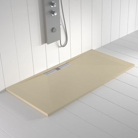 Plato de ducha de resina Wide Crema ANTIDESLIZANTE - 70x180 cm - Válvula+Rejilla GRATIS