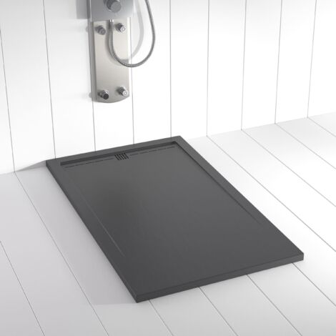 Plato de ducha de resina Flow Antracita ANTIDESLIZANTE (Rejilla a color)- 90x170 cm - Válvula+Rejilla GRATIS (1/5)