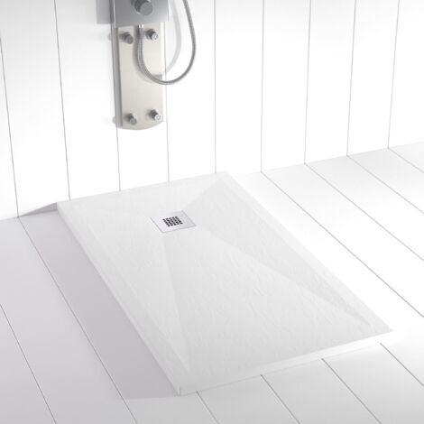 Plato de ducha de resina Ples Blanco ANTIDESLIZANTE  - 100x180 cm - Válvula+Rejilla GRATIS