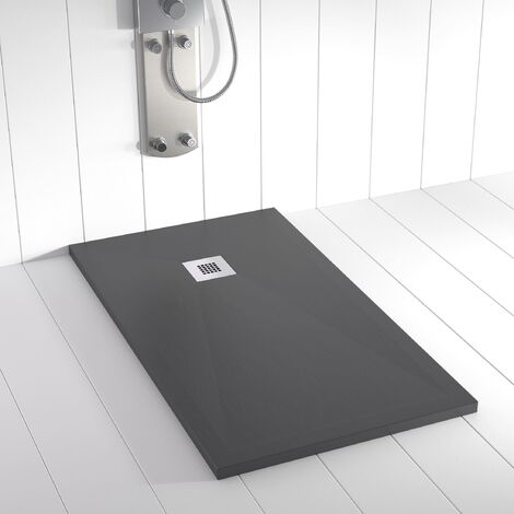 Plato de ducha de resina PLES Antracita ANTIDESLIZANTE  - 90x210 cm - Válvula+Rejilla GRATIS