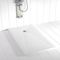Plato de ducha de resina Ples Blanco ANTIDESLIZANTE - 90x160 cm - Válvula+Rejilla GRATIS