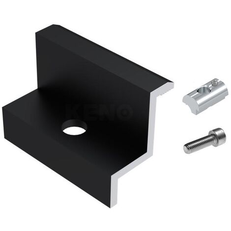 Solar Endklemme 30mm Komplett Befestigungsset Schwarz mit Nutenstein
