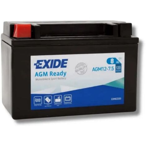 Batería De Moto Exide AGM12-7.5 (12V 8Ah)