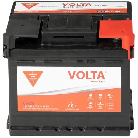 Batería de Coche 52Ah 440A EN Volta Classic Plus C+520D