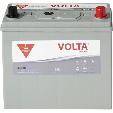 Batería de coche Volta ASIA PLUS 50Ah 450A Borne + dcha. Medidas 237x127x224mm