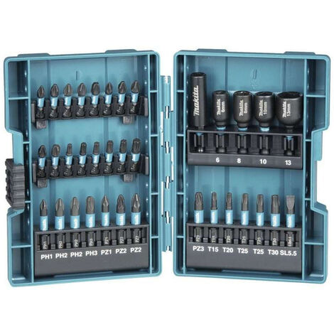 Makita – Set d'embouts pour visseuse 35 pièces – Longueur 25mm – Empreinte torx T20/T25 – Pour bois dur et métal – Coffret de rangement inclus