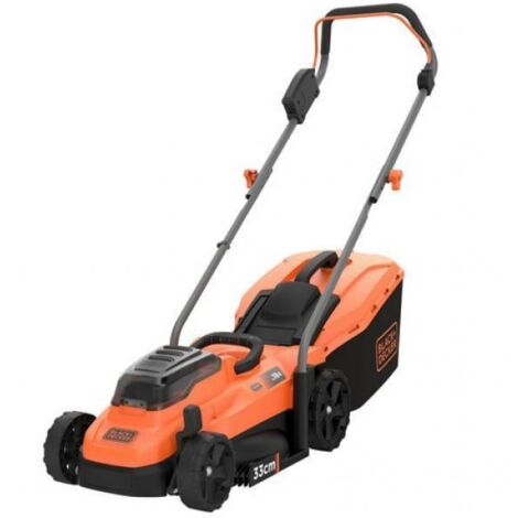 Black & Decker – Tondeuse à batterie 33 cm 18V avec 2 batteries 4Ah – Largeur de coupe 33 cm – Fonction mulching – Bac 35L pour jardins jusqu'à 500 m² - BCMW33184L2-QW