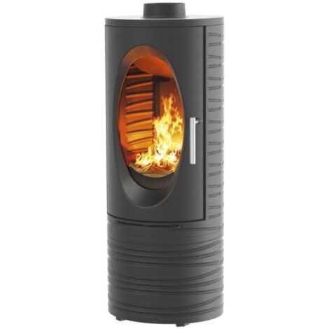 Godin – Poêle à bois 7 kW – Rendement 82,4 % – Longueur max bûche 33 cm – Évacuation des fumées arrière – Label Flamme verte 7 étoiles – 420012