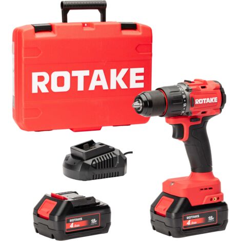 Perceuse visseuse à percussion 18V 70Nm avec 2 batteries 18V 4AH, Chargeur, Coffret - ROTAKE - D1H-40D