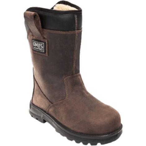 Bottes Fourrées En Cuir Patiné Marron - Taille 39 (US 7.5) - Talon Moyen Plateforme - Occasion Très Bon état