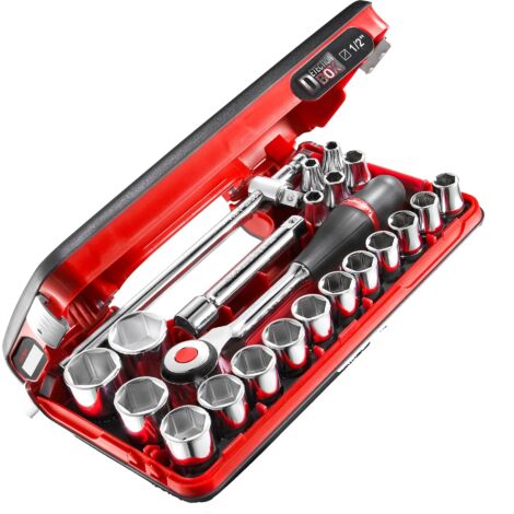 Coffret cliquet manche rotatif + douilles 1/2 6 pans 22 pièces FACOM - S.360DBOX4PB