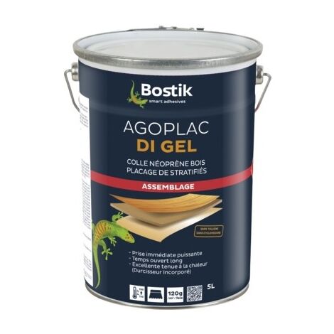 Bostik – Colle néoprène contact gel 5 L – Durcisseur intégré – Excellente adhérence pour bois, cuir et caoutchouc – Application précise sans coulure