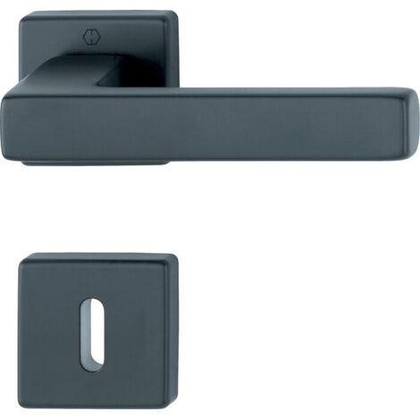 Ensemble de porte TOULON Epoxy Noir HOPPE-+ Paire de rosaces trou clé