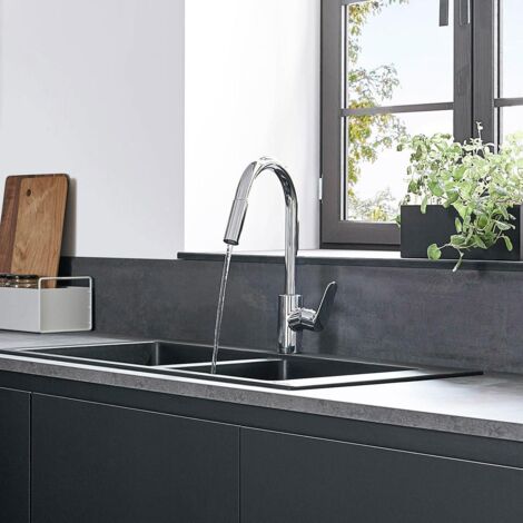 Mitigeur cuisine HANSGROHE Focus M41 douchette extractible 2 jets Chrome - 31815000