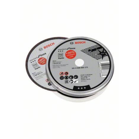 Disque à tronçonner BOSCH Inox Ø125mm - 10 pieces - 2608603255
