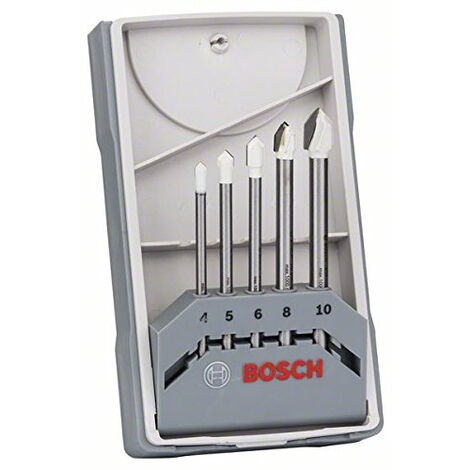 Bosch – Foret à carrelage CYL-9 Ceramic – Lot de 5 forets Ø4/5/6/8/10 mm – Tête renforcée pour durabilité – Pointe de centrage pour amorce précise