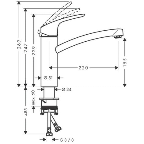 Mitigeur de cuisine HANSGROHE Focus Eco C3 Chromé - 31816000 