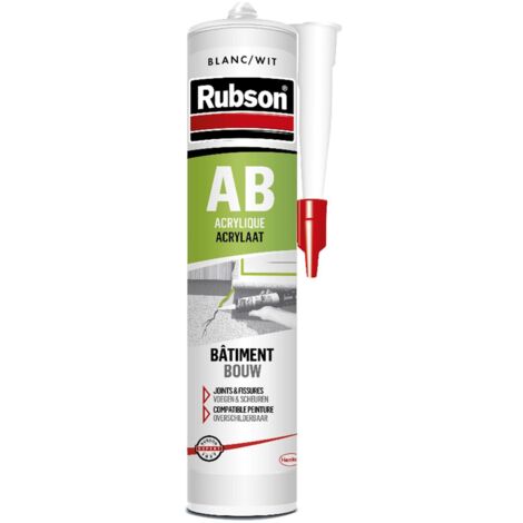 Rubson – Mastic acrylique bâtiment 280 ml – Joints et fissures murales intérieur/extérieur – Pour préfabrication légère – 2622524