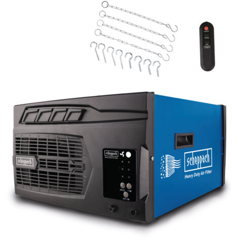 Scheppach Purificateur d'air HDA-14 - 740 m³/h de capacité - 3 Niveaux de Filtration jusqu'à 1 μm - Contrôle à distance & Suspension murale - Pour atelier jusqu'à 400m²