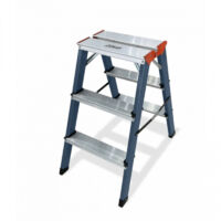 Edma – Marchepied aluminium 3 marches ultra léger 2,7 kg – Charge max. 150 kg – Hauteur max. 59 cm – Double accès – 260255