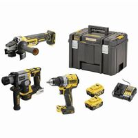 Dewalt – Pack 3 outils électroportatifs 18V avec 2 batteries 5.0Ah – Perceuse DCD800, perforateur DCH172, meuleuse DCG405 – Coffret TSTAK